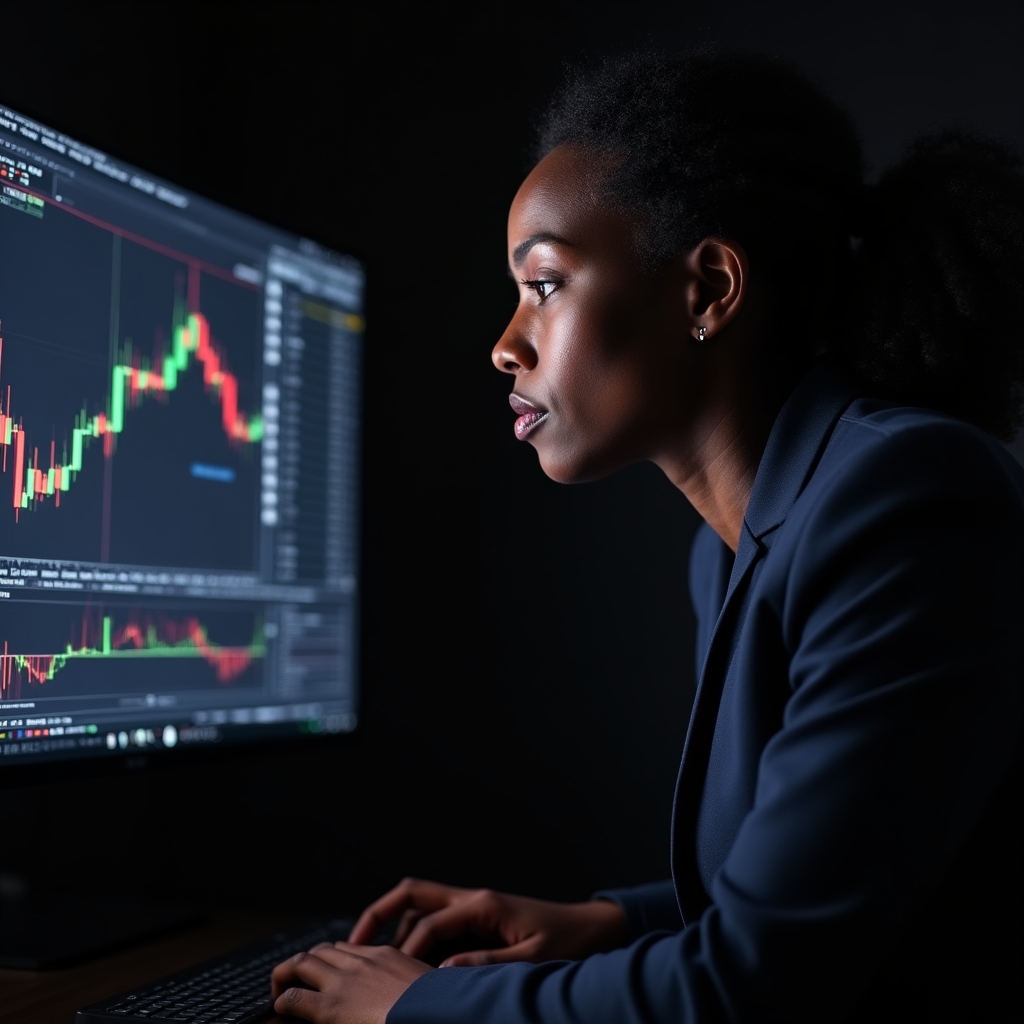 Detailed currency pair chart showing candlestick patterns and technical indicators