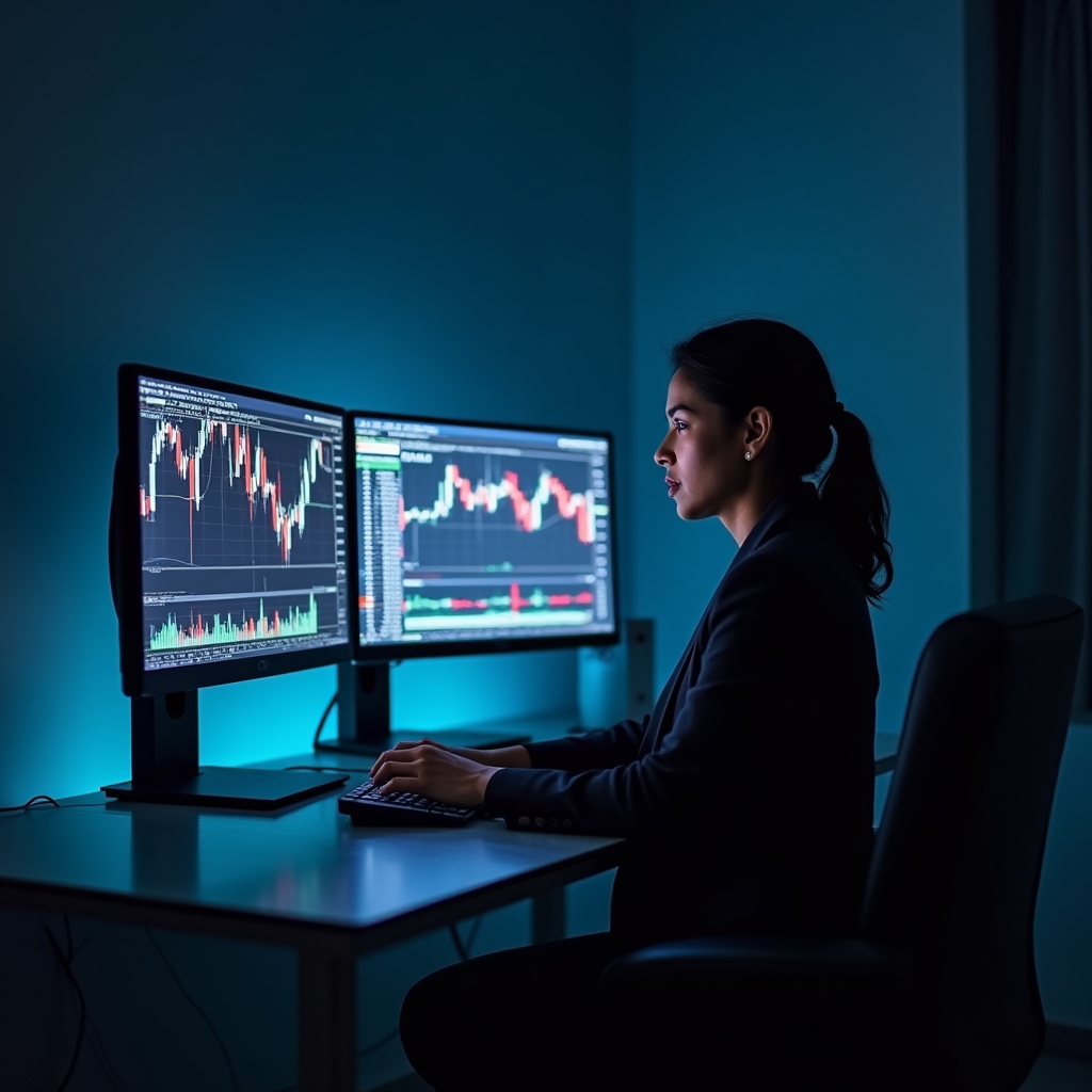 Technical indicators including moving averages and RSI displayed on trading platform